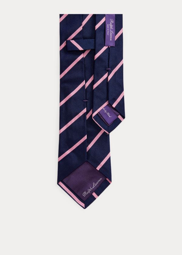 Corbatas Ralph Lauren Hombre Azul Marino / Rosas - Striped Silk Repp - HZQOB7598